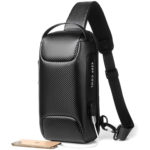 Konelia Anti-Theft Sling Chest Bag Backpack Waterproof Crossbody Shoulder Bag Travel Casual Daypack with USB Charge Port 6.3 x 4.3 x 13 Cover