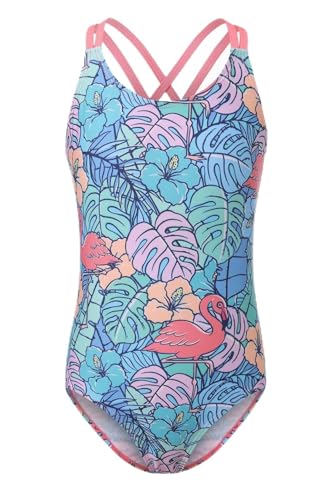 Image of Girls One Piece Swimsuits,Girls Bathing Suits with Adjustable Straps,Kids Hawaiian Floral Swimwear 3-16 Years