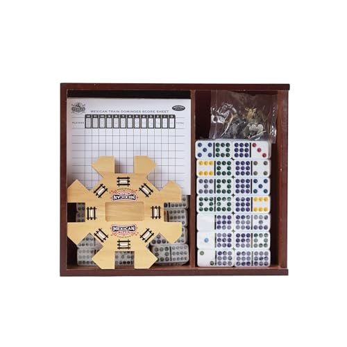 Front Porch Classics 53303 Mexican Train Domino Set In Wooden Collector Box From Front Porch Classics thumb #4