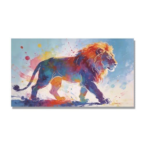Tableau déco lion moderne graphisme abstrait coloré toile NHLDZYH A101