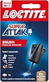 Loctite Super Attak Brush, Colla Liquida Trasparente con pennello, Adesivo per applicazioni precise, Colla per legno, gomma, metallo, ceramica, legno, cuoio e pelle, 1x5g