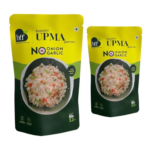 BFF Instant Upma - Pack of 2 (90g Each) | Indian Breakfast Mix | Just Add Water | Made with Semolina & Spices | No Added Preservatives | No Onion, No Garlic