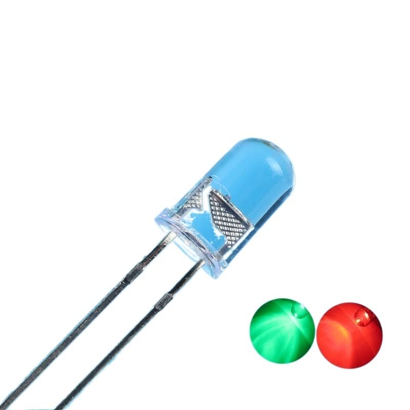 100pcs 5mm F5 LED Bi-Color Diffused Common Cathode Round Light Emitting Diode Dual Red And Emerald Green Foggy Two Plug In Diy Kit
