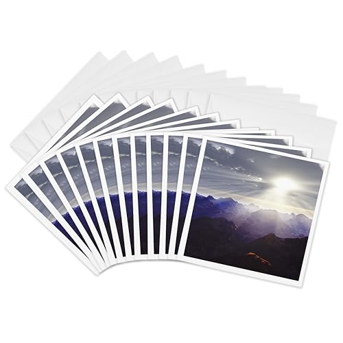 Cartes de vœux de haute qualité motif soleil et montagne