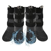 VALFRID Waterproof Grip Dog Shoes,Anti-Slip Dog Socks Boots,Zipper Dogs Booties Paw Protectors for Hardwood Floor,Indoor and Outdoor for Small Medium Large Dogs Grey