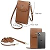 HNOOM Sac Téléphone Portable Femme Portefeuille en Cuir Véritable Petit Sac à Bandoulière Sac à Main Portefeuille avec 7 Porte Carte, Pochette Portefeuille Telephone avec Bandoulière Réglable (Marron) #5