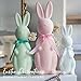 MOREDOTS Easter Decorations - 3 Pack Pastel Flocked Bow-Tied Bunny Set (10