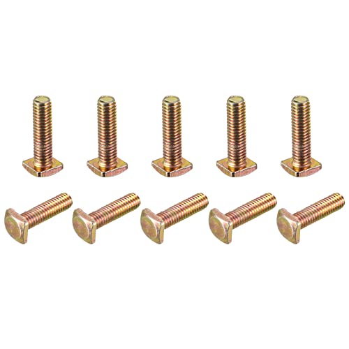 Image of uxcell Square Head Bolt, 10pcs M6x22mm Fully Thread Carbon Steel Grade 4.8 Square Machine Screws, Gold Tone