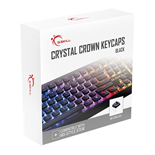 G.SKILL Crystal Crown Keycaps - Keycap Set with Transparent Layer for Mechanical Keyboards, Full 104 Key, Standard ANSI 104 English (US) Layout - Black