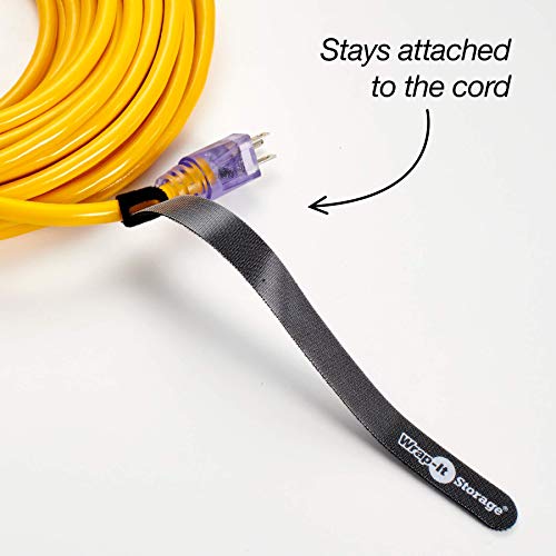 Self-Gripping Cable Ties By Wrap-It Storage, Black, 12 Inch Straps (20-Pack) – Reusable Hook And Loop Cord Organizer Cable Ties For Cord Management And Desk Or Office Organization #TOP3