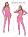 Faux Leather Dress for Women Patent Leather Mini Dress Long Sleeve Pu Leather Bodycon Dress Cosplay Party Club PVC Dresses Rose Pink L-XL