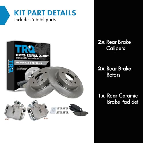 Image of TRQ Rear Brake Pad and Rotor Set Ceramic Solid Rotors Calipers | For 2006-2011 Buick Lucerne Cadillac DTS