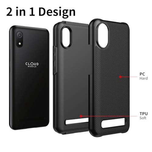 Aulzaju for Cloud Mobile C8 Phone Case with Screen Protector,Stratus C8 Phone Case Dual Layer Heavy Duty Protection,Slim Lightweight Rugged Military Grade Shockproof Cover for Cloud Stratus C8 Black - Thumbnail 5