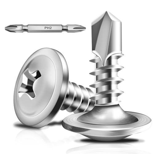 Image of Wavanta 50Pcs Self Tapping Screws for Metal, M4.2 x 13mm Truss Head Self Drilling Screws, 410 Stainless Steel Sheet Metal Screw, High-Strength Quick Tapping Screw with Screwdriver Bit