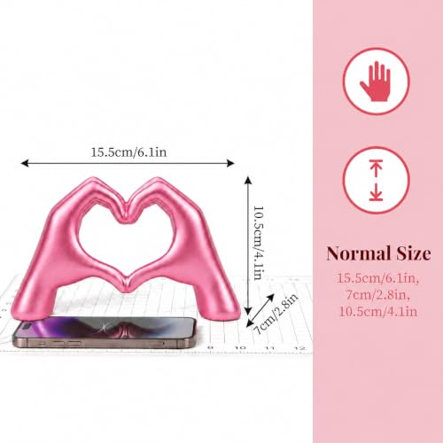 Escultura de manos en forma de corazón rosado perlado miniatura 2