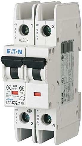Eaton FAZ-C4/2-NA, 4 Amp Two-Pole C-Curve UL 489 Miniature Circuit Breaker