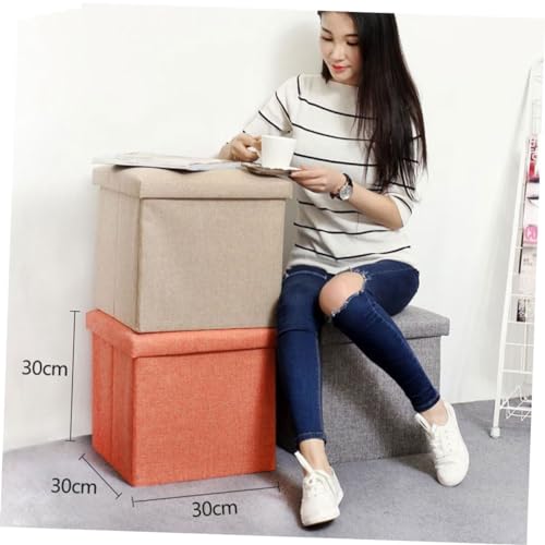 Tabouret de rangement pliable orange gain de place coffre pratique - 4