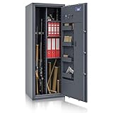 ✔️ EINFACHER TRANSPORT & MONTAGE: Die Waffentresor-Tür ist aushängbar, wodurch sich das Gesamtgewicht von 199 kg um ca. ein Drittel reduziert. Verankerung entweder an der Rückwand (nicht durchgebohrt) oder am Boden möglich - Verankerungsmaterial inklusive!