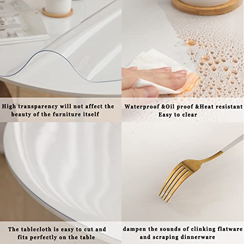 Eralove Round Clear Pvc Tablecloths Waterproof Round Table Protector Anti-Hot Table Mat Thickness 1.5Mm/2Mm Transparent Tablecloths #TOP4