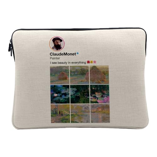 Pochette de protection PC aspect lin Claude Monet imprimé en France