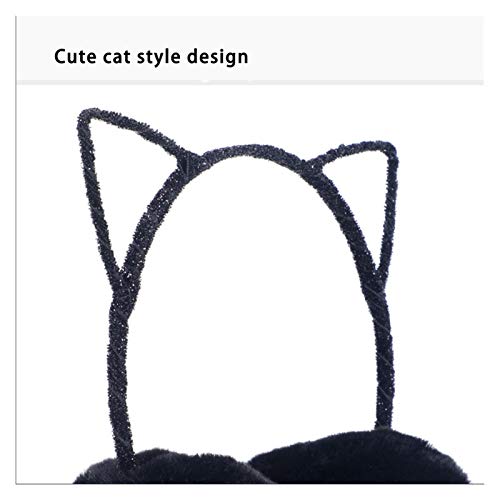 Yamia Winter Ear Muffs 2 Pack Women Winter Earmuffs Soft Warm Furry Cat Ear Pure Color Earmuffs Outdoor Imitation Fur Earmuffs Gift For Her For Cold Weather (Color : Black, Size : 2 Pack) #TOP3