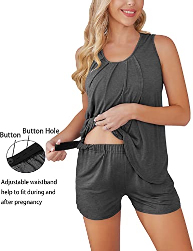 Ekouaer Maternity Pajama Set Postpartum Pjs Delivery Loungewear Breastfeeding Shirts For Womens Nursing Sleepwear Grey M #TOP2