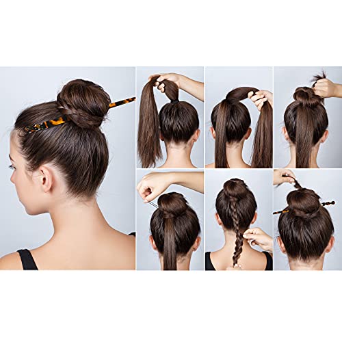 10 Pieces Acetate Hair Sticks Styling Hair Vintage Leopard Print Tortoise Shell Hairpin Chopsticks Hairpins Disk Hair Sticks Hair Accessories With Flannelette Bag For Women Girls (Vibrant Pattern) #TOP5