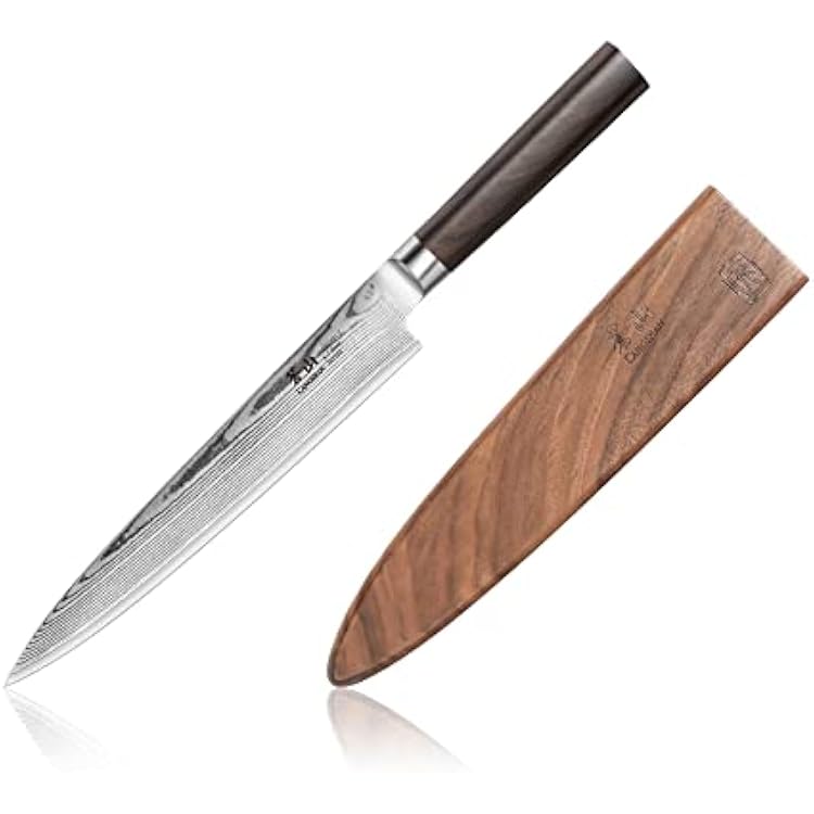 Cangshan HAKU Series 8-Inch Sashimi Knife with Sheath, Forged X-7 Damascus Steel, 501103