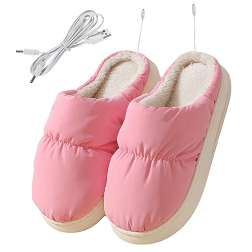 Pantuflas calefaccionadas USB para invierno rosa