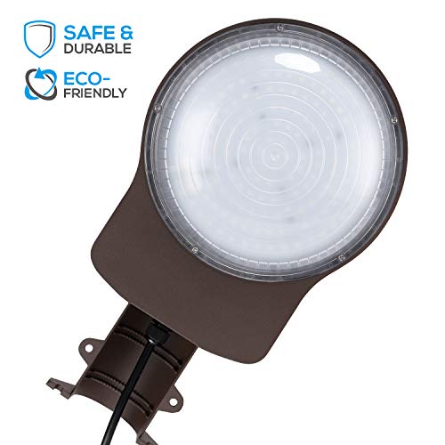 Leonlite Led Barn Light, Dusk To Dawn Area Lights With Photocell, Etl & Dlc Listed, 100-277V, Exterior Flood Lighting Fixtures, 75W, 8694Lm, Mounting Arm Included, Wet Location, 5000K Daylight, Bronze #TOP2