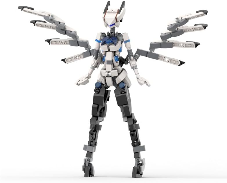 Menbis Naewhals 300+PCS Angel/Tiger Girl Mecha Building Blocks Set, Humanoid Robot Action Figure Model Kit with Poseable Joints, Collectible Anime Style Desk Decor（NO Box (Angel Girl)