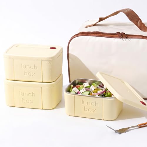 Image of House of Quirk 304 Stainless Steel Lunch Box, 3 Leakproof Containers, Insulated Lunch Bag, Fresh-Keeping Tiffin Box for Office, School & College, BPA Free Food Container