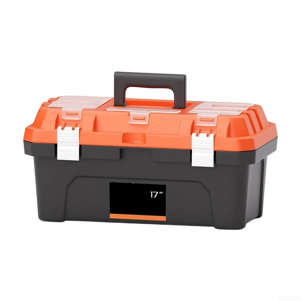 Caja de herramientas profesional de doble capa con múltiples secciones de almacenamiento y construcción reforzada para almacenamiento seguro de herramientas y accesorios (17 pulgadas)