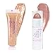 Petite N Pretty Glitter Makeup Set - Shimmering for Eyes, Cheeks, and Body - Glow Up Stick & All-Over Glitter in Pink Sherpa Bag for Kids, Teens, and Tweens (Bronze)