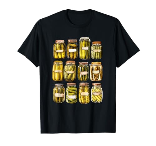 Enlatado Pickles Lover Vintage Pickle Jar Retro Pepino Food Camiseta