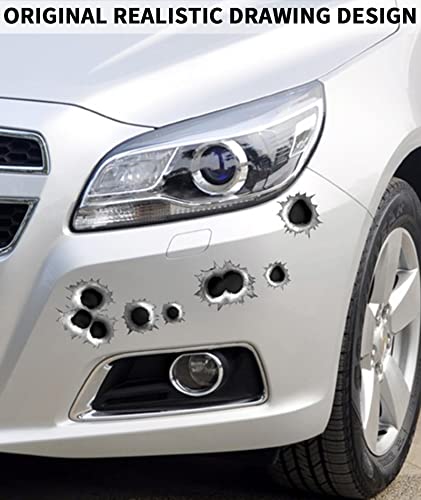 Tikfoam Realistic Bullet Hole 3D Stickers Vinyl Decals Small Large Caliber Rapid Rusty Look,Outside Weather Resistant Vinyl,Cover Up Dings or Use as Fun Decoration
