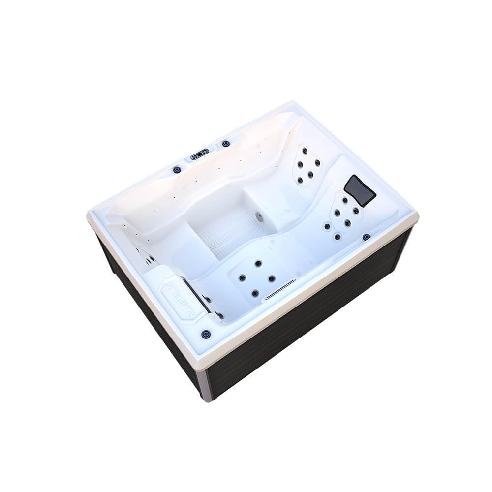 Home Deluxe - Outdoor Whirlpool - Stream Pure - Maße: 211 x 157 x 75 cm - Inkl. Heizung, 24 Massagedüsen und 4 äußeren Lichtquellen I Außen Whirlpool Spa für 3 Personen