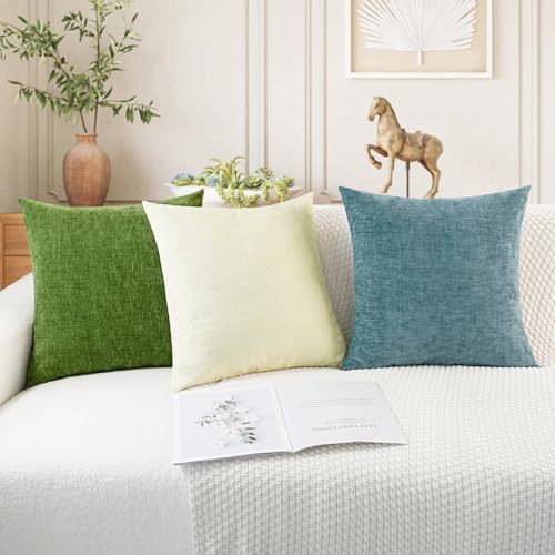 Image of CaliTime Throw Pillow Covers Decorative 12 X 20 Inches Pack of 2 Cozy Chenille Cushion Cases for Couch Sofa Bed Living Room Home Beige