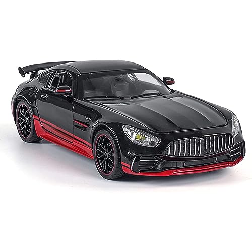 Image of 1:24AMG GTR Toy Car for Kids Diecast Metal Cars Light Sound Pullback Openable Door, Black