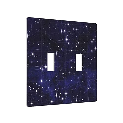 Veizkuo Galaxy Star Space Light Switch Cover Plate Double Toggle Decorative Wall Plate 2 Gang Standard Size Home Decor 4.5'' X 4.5'' #TOP1