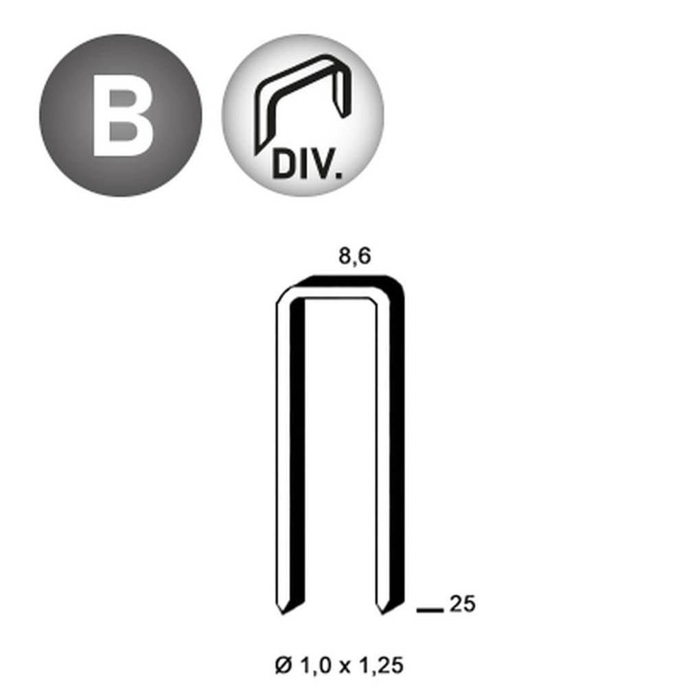 3 100 graffette H-25 - Divergenti - 8,6 x 25 x 1,25 mm - D-Work