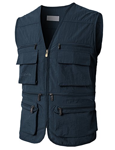 H2H Mens Active Utility Sleeveless Camping Outdoor Vests with Multiple Pockets Navy US 4XL/Asia 5XL (KMOV0148)