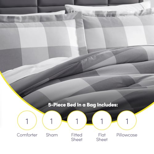 Parure alternative en duvet lit jumeau drap de lit gris polyester - 7