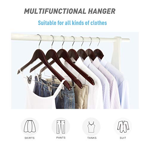 Topia Hanger Wooden Suit Hangers With Adjustable Metal Clips (20 Pack), Solid Wood Clothes Hangers, 360° Swivel Hook, Premium Retro Finish Pants Hangers For Clothes Coat, Jeans, Blouse- Cherry Ct28M20 #TOP5