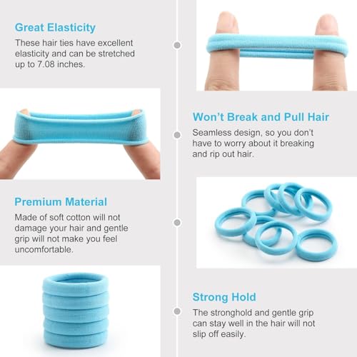 Image of 100 Pcs Thick Seamless Spring Hair Ties, Ponytail Holders Hair Accessories No Damage for Thick Hair Christmas Gift(Spring Colors) | Strong All-Day Hold Hair Bands for Thick Thin Hair, Seamless Stretch, Snag-Free No Pull, Hair Accessories for Everyday Use