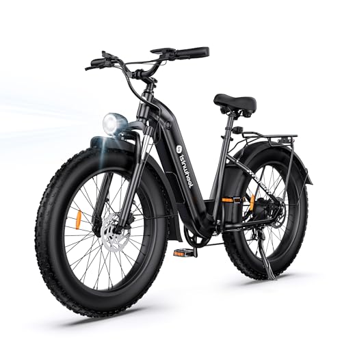 U8Plus/Ultra Electric Bike, 26x4 Fat Tire Step-Thru Electric Bicycle, 45KMH 1500W Peak Motor Ebikes for Adults, 48V 18/13Ah Hidden Battery Max 168/120Km PAS Range Commuting E Bike, 7 Speed B