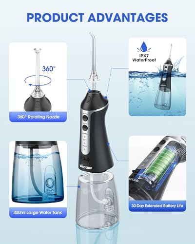 Image of Water Dental Flosser, Portable Oral Irrigator with 300ML Water Tank, IPX7 Waterproof, Rechargeable, 4 Modes for Deep Teeth Cleaning, Travel-Friendly