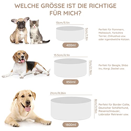 SPUNKYJUNKY Keramik Hundenapf Fressnapf Futternapf Katzennapf Napf für Katzen und Hunde (400ml, Weiß)