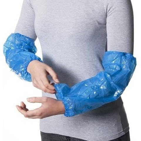 RUFTUF Supreme TTF Disposable Arm Sleeves Covers with Elastic Wrist End Arm Sleeves Waterproof Durable PE Sleeve Covers with Elastic Blue 16" (100) Cover