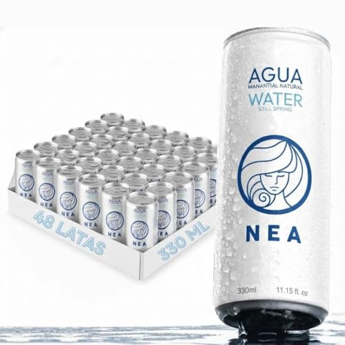 NEA Agua Mineral Natural Enlatada - Agua de Manantial Premium en Latas de Aluminio Sostenible - Sin Plástico Sin BPA 330ml (2 Cajas - Pack de 48)
